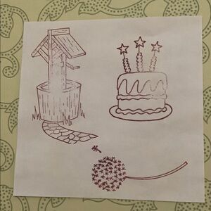 Home Design Stamps - Wishing Well, Cake, Dandelion
